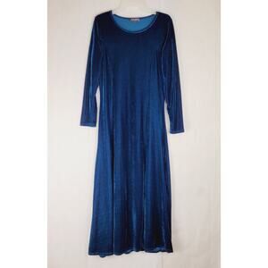 Urban Coco blue velvet maxi dress long sleeve Size Small Whimsigoth Fairy Retro